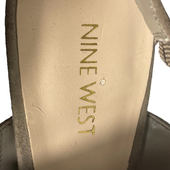 Nine West Rockall Tan Taupe Faux Suede Open Toe Slingback Cone Heel Shoe Sz 11M - Picture 9 of 10